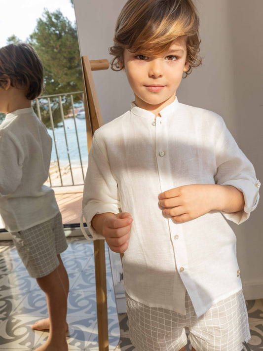 CAMISA MAO M/L LINO BLANCO
