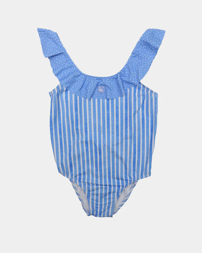 TRAJE DE BAÑO VOLANTE RAYAS