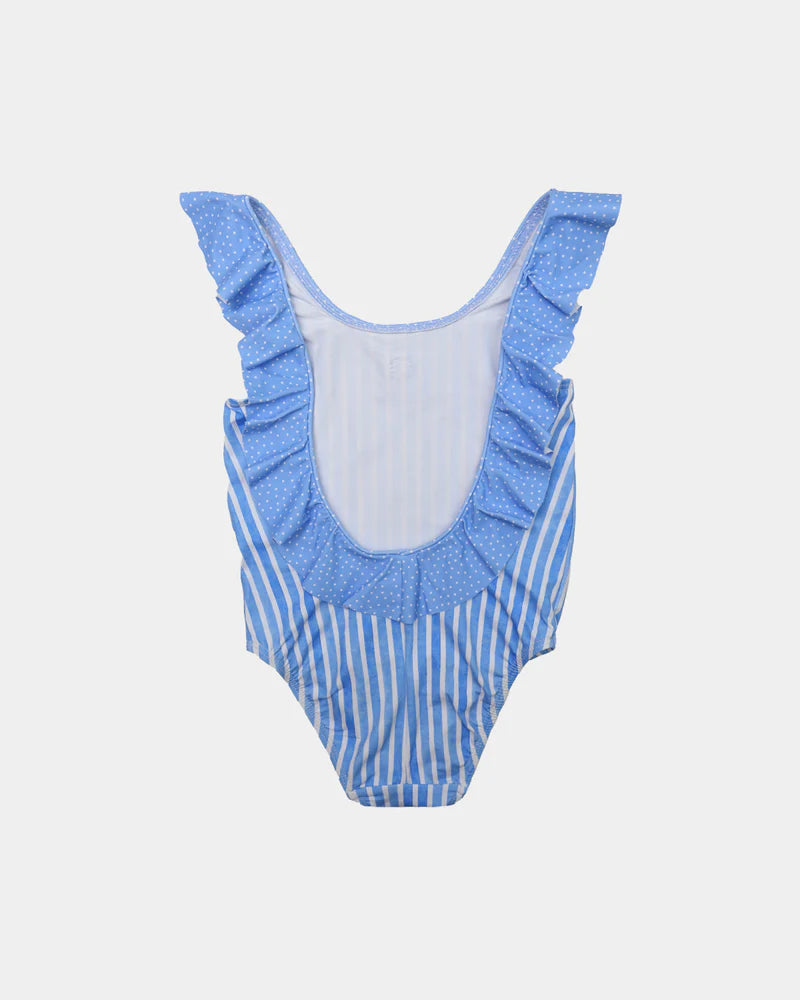 TRAJE DE BAÑO VOLANTE RAYAS